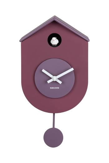 Kyvadlové hodiny Karlsson Grato Cuckoo 33 cm fialová farba