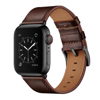 LEATHER Kožený remienok pre Apple Watch Ultra 1 / 2 (49mm) / 9 / 8 / 7 (45mm) / 6 / SE / 5 / 4 (44mm) / 3 / 2 / 1 (42mm) tmavohnedý