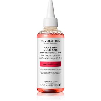 Revolution Skincare AHA + BHA Multi Acid Toning Solution exfoliačné čistiace tonikum s AHA 200 ml