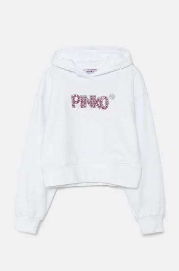 Detská mikina Pinko Up biela farba, s kapucňou, s nášivkou, F4PIJGHS100