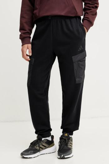 Tepláky adidas City Escape pánske, čierna farba, jednofarebné, JF3308