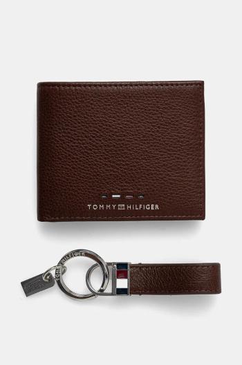 Kožená peňaženka + kľúčenka Tommy Hilfiger pánska, hnedá farba, AM0AM12788