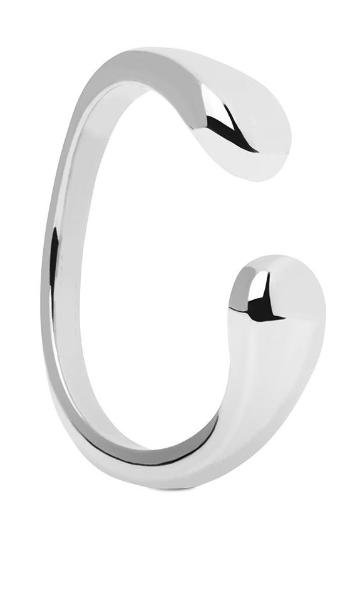 PDPAOLA Otvorený minimalistický prsteň zo striebra CRUSH Silver AN02-903 50 mm