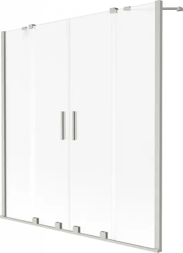 MEXEN/S - Velar Duo dvojkrídlová posuvná vaňová zástena 140 x 150 cm, dekor, nikel kartáčovaný 896-140-000-32-97