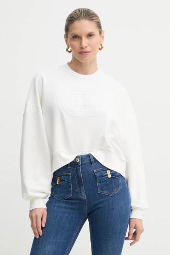 Mikina Elisabetta Franchi dámska, béžová farba, s nášivkou, MD00551E2