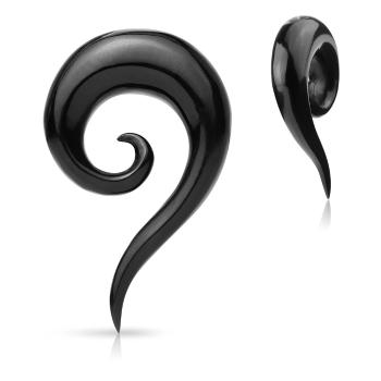 Expander do ucha z organického materiálu - čierna hladká zatočená špirála - Hrúbka: 4 mm