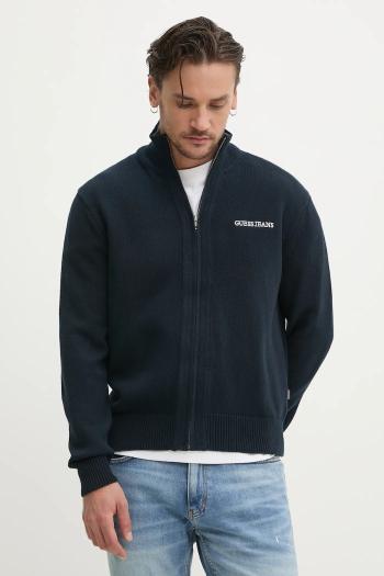 Bavlnený kardigán Guess Jeans pánsky, tmavomodrá farba, M5RR30 Z3HM1
