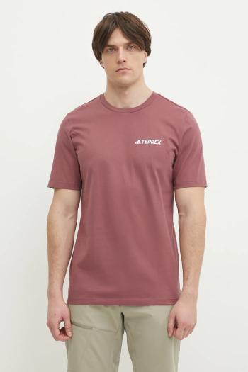 Tričko adidas TERREX Mountain pánske, červená farba, s potlačou, JM0352