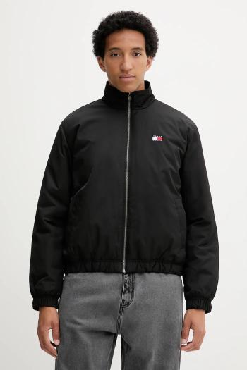 Bunda Tommy Jeans čierna farba, prechodná, DM0DM21936