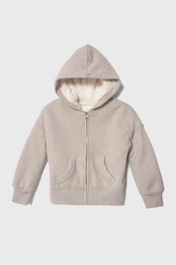 Detská mikina Abercrombie & Fitch béžová farba, s kapucňou, jednofarebná