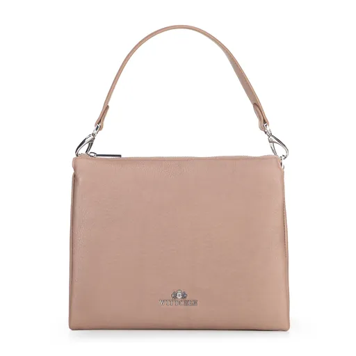 Dámska trojpriehradková crossbody, béžová koža 100-4E-808-9
