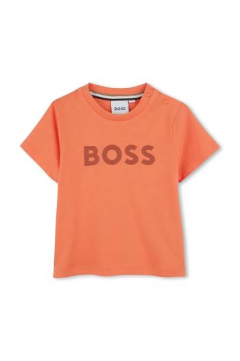 Detské bavlnené tričko BOSS oranžová farba, s potlačou, J52105