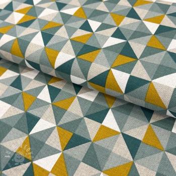Dekoračná látka Linenlook Geometric Tile bottle green