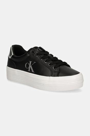 Kožené sneakers boty Calvin Klein Jeans BOLD VULC FLATF LACEUP LTH černá barva, YW0YW01688