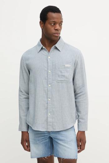 Bavlnená košeľa Calvin Klein Jeans modrá farba, regular, s klasickým golierom, LV04RC706G