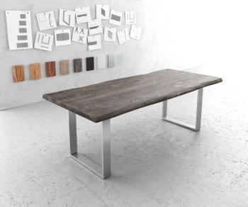 Jedálenský stôl Edge 220x100cm XL Acacia platinum nerezová oceľ úzky
