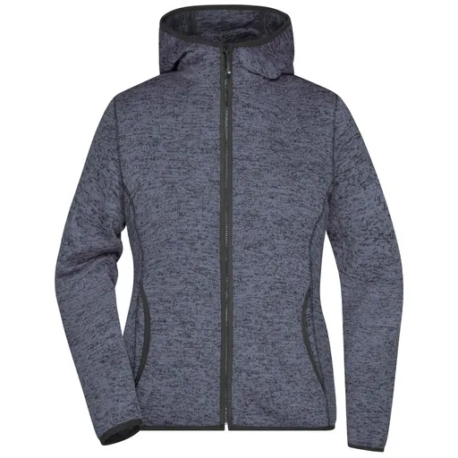 James & Nicholson (Daiber) Dámska mikina s kapucňou na zips JN588 - Džínsový melír / čierna | L