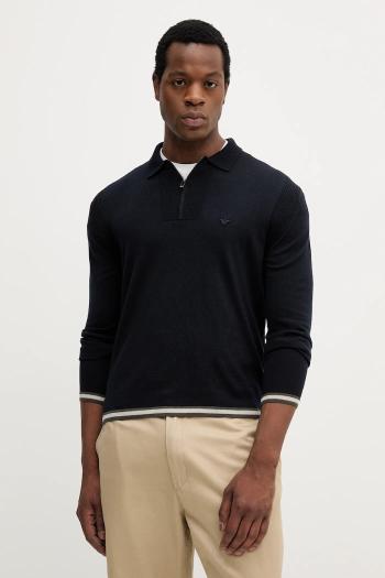 Vlnený sveter Emporio Armani tmavomodrá farba, ľahký, EM001512 AF14158