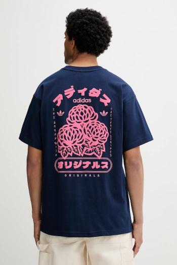 Bavlnené tričko adidas Originals Japan Florals T pánske, modrá farba, s potlačou, KT0787