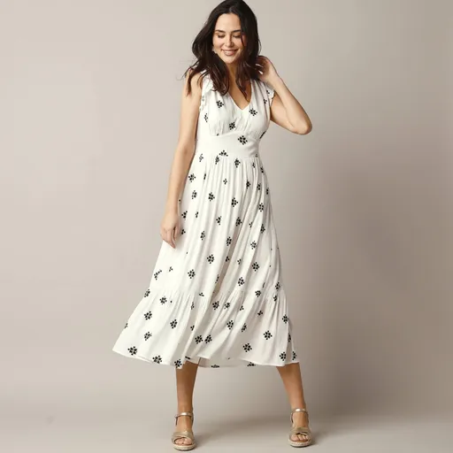 Dlhé krepónové šaty s potlačou