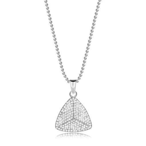 Strieborný 925 náhrdelník - trojuholník, okrúhle číre zirkóny, guličková retiazka