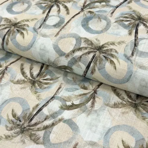 Viskóza s ľanom Palm tree digital print