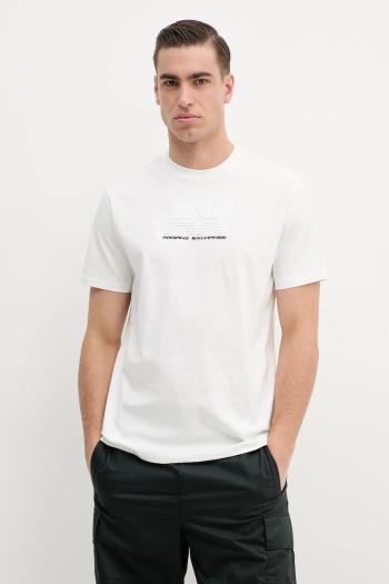 Bavlnené tričko Armani Exchange pánske, biela farba, s nášivkou, XM000544 AF10361