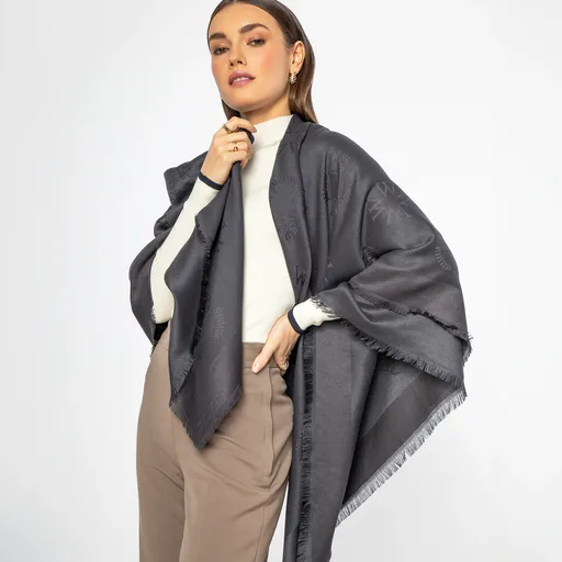 Dámska šatka s bambusom, tkaná s monogramovým vzorom 97-7D-001-8