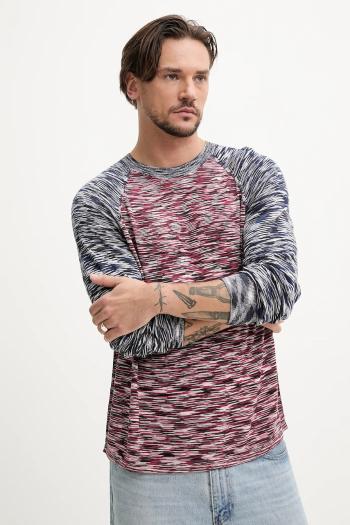 Tričko s dlhým rukávom Desigual BRUNSWICK tmavomodrá farba, vzorované, 25SMTF03