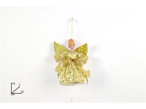 MAKRO - Anjel visiaci zlatý 15cm