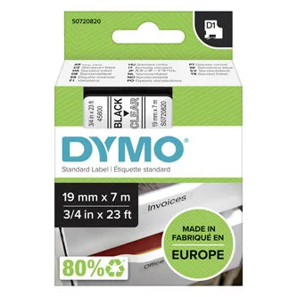 Dymo originál páska do tlačiarne štítkov, Dymo, 45800, S0720820, černý tlač/priehľadný podklad, 7m, 19mm, D1