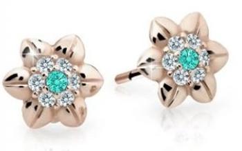Cutie Jewellery Krásne detské náušnice z ružového zlata C2202-30-X-4 svetlo zelená