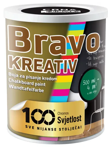 BRAVO KREATIV - Tabuľová farba 0,5 l cierna