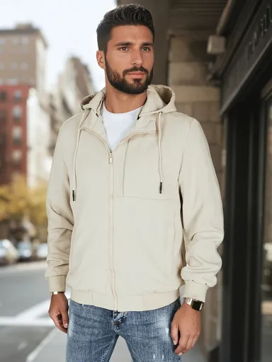 Pánska prechodná bunda s kapucňou, béžová Dstreet TX5030
