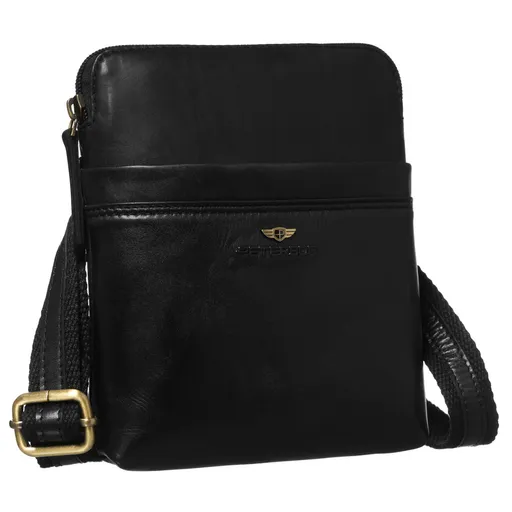 Štýlová pánska kožená taška cez plece čierna – praktická s vonkajšími vreckami