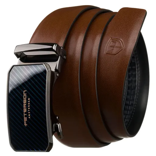 Pánsky hnedý kožený opasok so striebornou automatickou prackou – elegantný a pohodlný doplnok