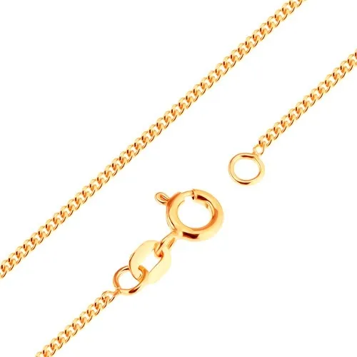 Zlatá retiazka 9K - husto spájané ploché oválne očká, 500 mm