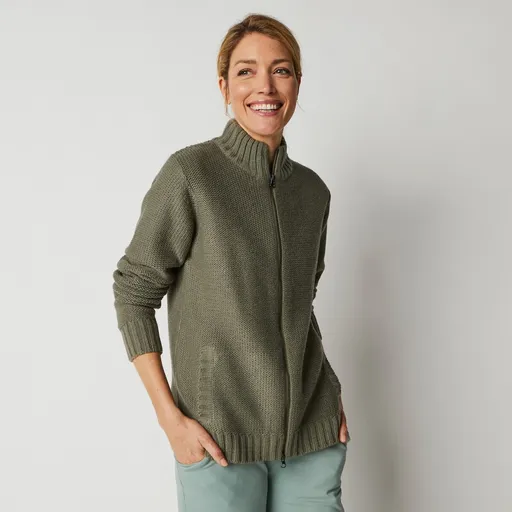 Sveter na zips s podielom 30 % vlny