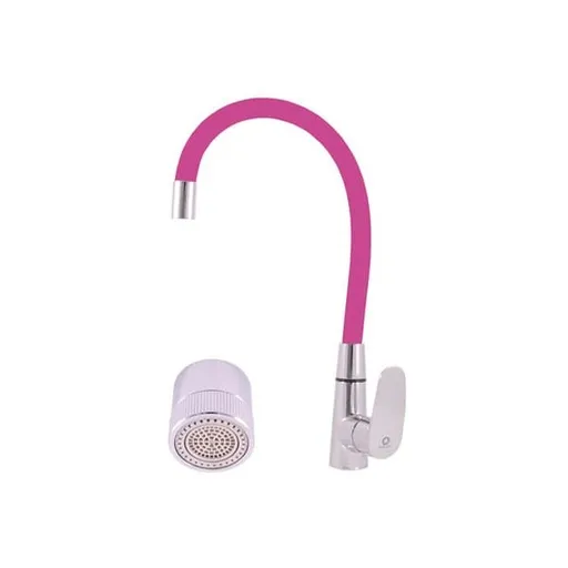 RAV SLEZÁK Amur drezová batéria so silikónovým ramienkom ružová / chróm am719.5/11r AM719.511R