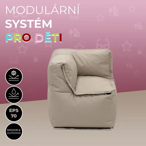 DEOKORK Záhradný detský textilný rohový diel MODULTEX KIDS (cappuccino)