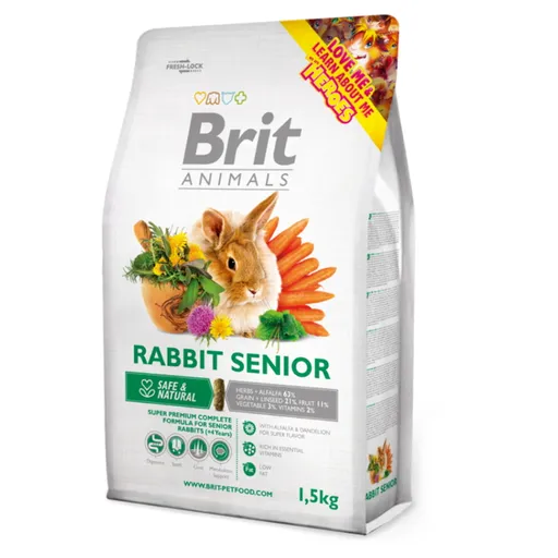 BRIT Animals rabbit senior complete krmivo pre králiky 1,5 kg