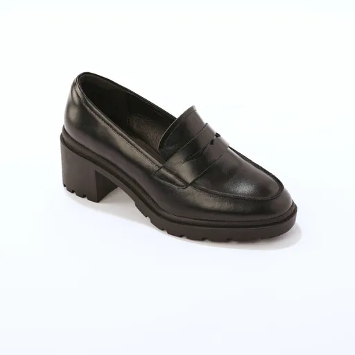 Kožené mokasíny na podpätku