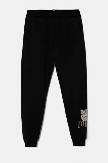 Detské tepláky Puma ESS+ TROPICAT Sweatpants čierna farba, s potlačou, 681829