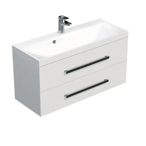 Kúpeľňová skrinka s umývadlom SAT Cube Way 100x40 cm biela lesk CUBE2100ZBL