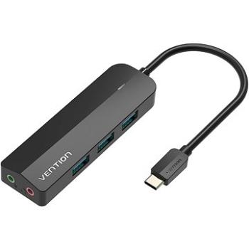 Vention Type-C (USB-C) to 3× USB 3.0/Micro-B HUB with External Stereo Sound Adapter 0,15 m Black AB (TGQBB)