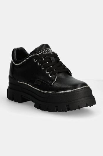 Poltopánky Buffalo Aspha Cls Zip dámske, čierna farba, na plochom podpätku, 1622476-BLK