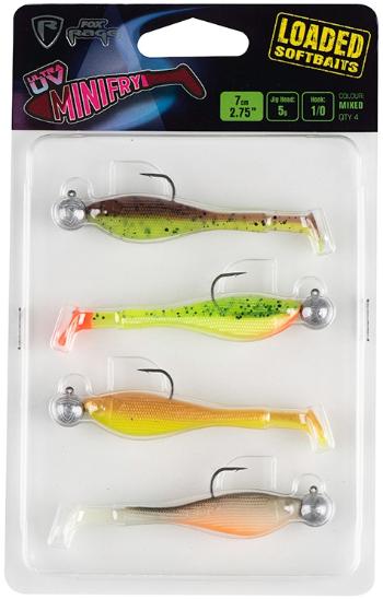 Fox rage gumová nástraha mini fry 4 mixed uv color pack loaded 7 cm 5 g 1/0 hlava