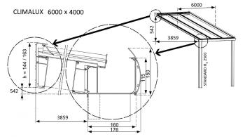 Hliníková pergola 600 cm antracit / polykarbonát Dekorhome