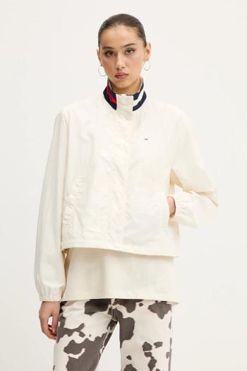 Bunda Tommy Jeans béžová farba, prechodná, oversize, DW0DW20439