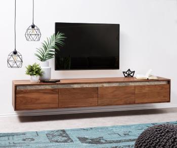 TV stolík Stonegrace 200 cm Akácia hnedá bridlica 4 zásuvky na